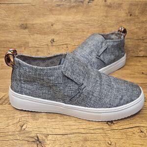Hey Dude Peyton Slip on Linen grey black sneakers size 7